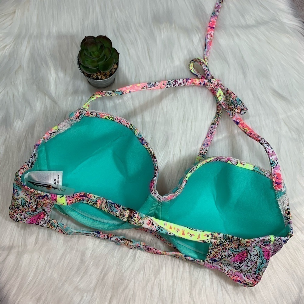 NWOT Shade & Shore Multicolored Halter Bikini Top - Picture 6 of 10